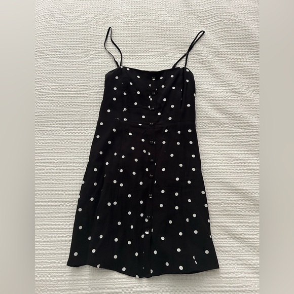 Black mini dress with white polka dots - Picture 1 of 3